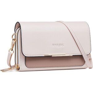 Beige PU Leather Women's Crossbody Bag 7.6x4.8in with Credit Card Slots